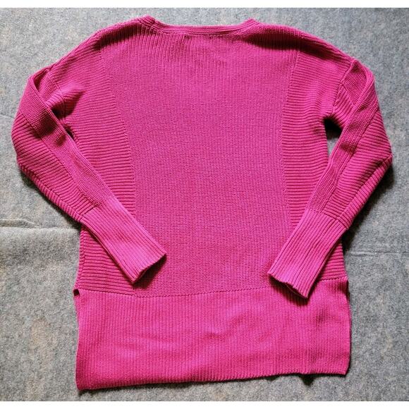 Rachel Zoe V-Neck Chevron Knit Sweater Womens size XS Hot Pink Longsleeve - Picture 2 of 9